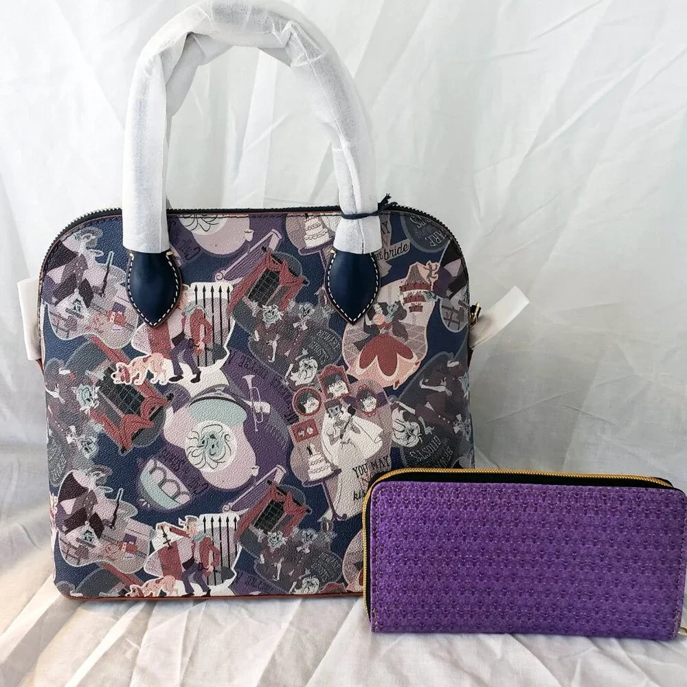Disney Dooney Bourke Haunted Mansion Satchel & HM Themed Wallet - Picture 2 of 7